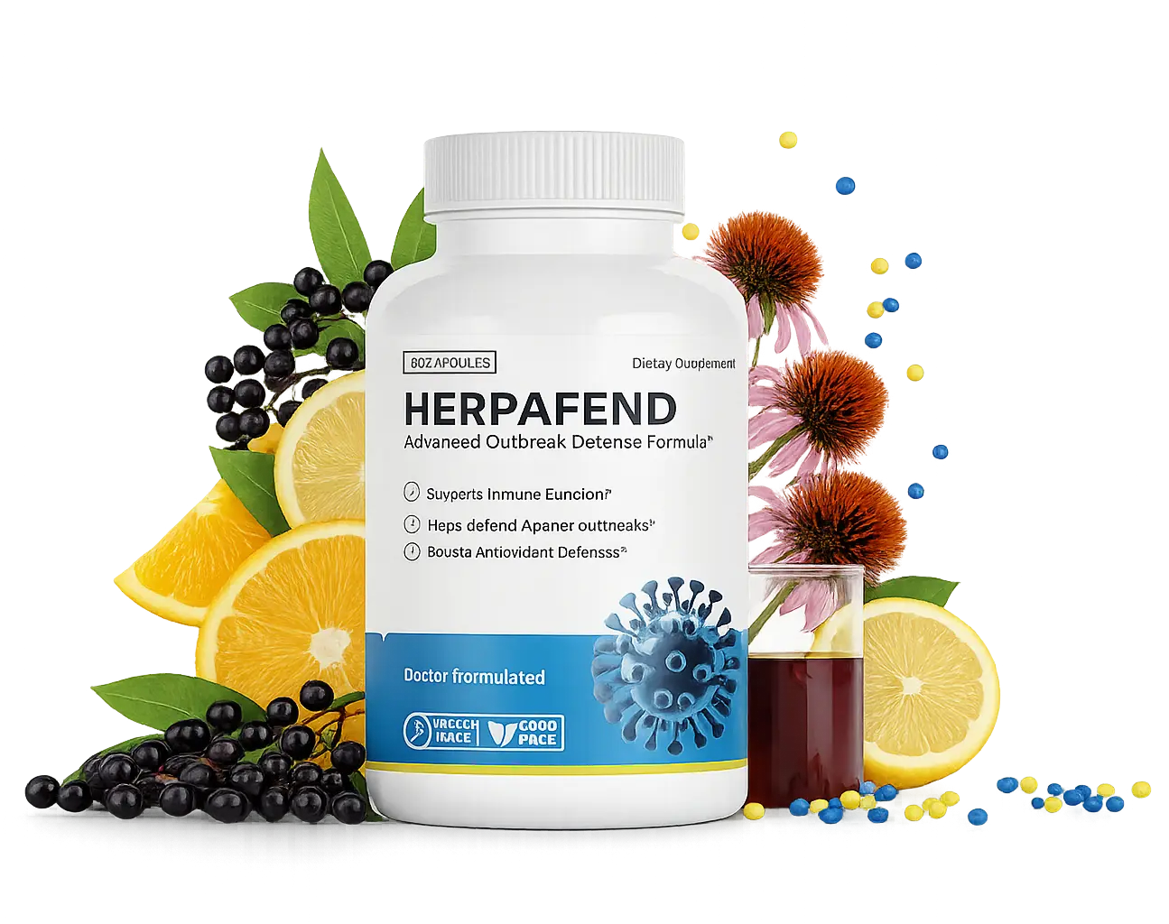 Herpafend Natural Herpes Support Supplement Bottle